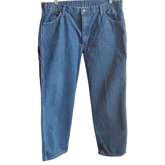 38x32 Vtg Dickies Blue Denim Carpenter Jeans Relaxed Fit Mens Classic Workwear - Picture 2 of 6